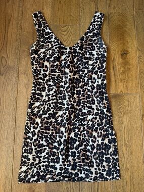 Y2K Vintage Leopard Print sleeveless Mini Dress - Brown & Black size small